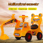 Kids Ride-On JCB Crane Push Car with Movable Digger, Music & Steering for Toddlers