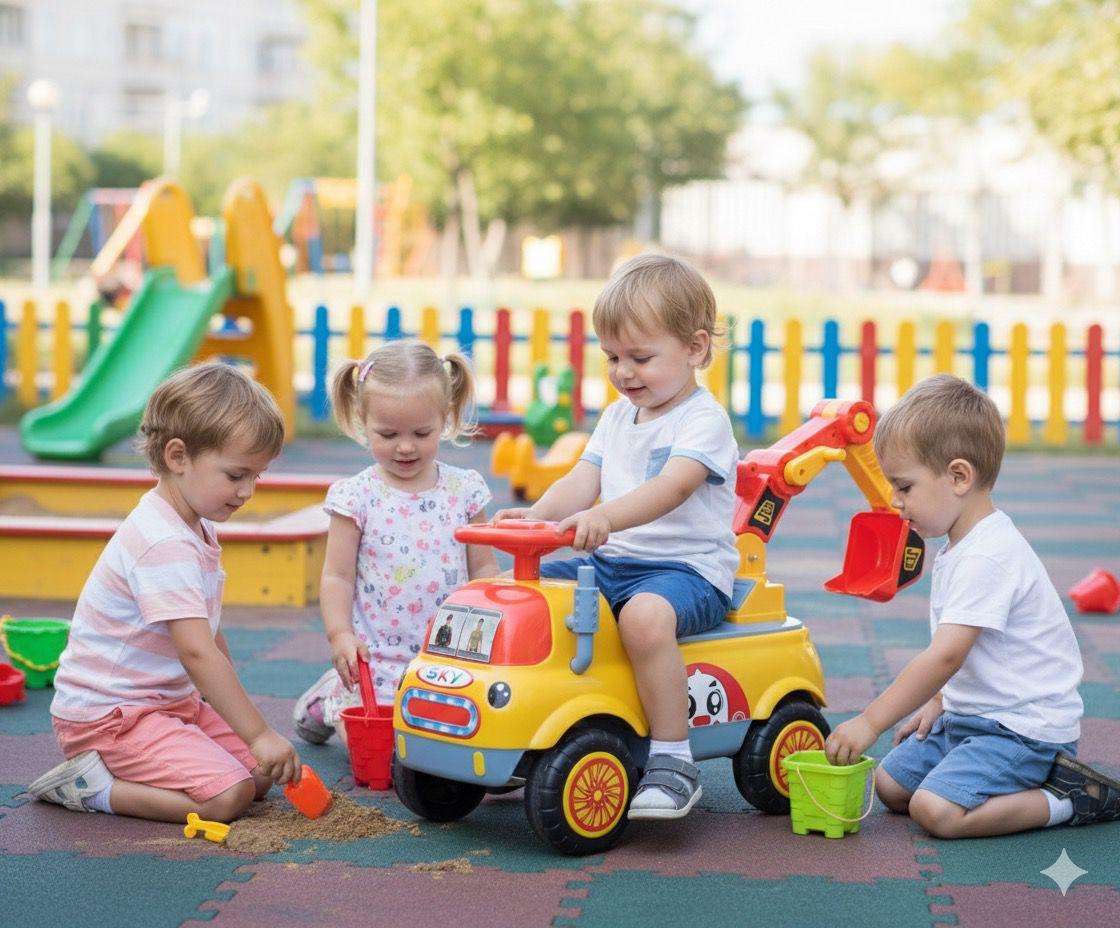 Durable Children’s Ride-On Excavator Construction Truck Toy With Movable JCB Digger Bucket For Outdoor Playtime
