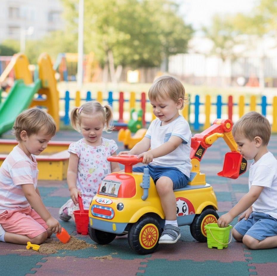 Durable Children’s Ride-On Excavator Construction Truck Toy With Movable JCB Digger Bucket For Outdoor Playtime